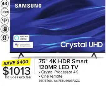 Leon's Samsung 75 Crystal UHD 4K Smart TV - UN75TU690TFXZC offer