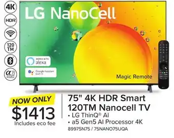 Leon's LG 75 4K NANO75 LED TruMotion 120 Smart TV with ThinQ AI - 75NANO75UQA offer