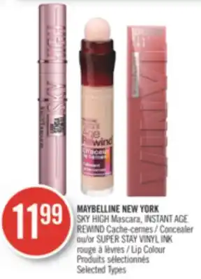 Pharmaprix MAYBELLINE NEW YORK SKY HIGH Mascara, INSTANT AGE REWIND Concealer or SUPER STAY VINYL INK Lip Colour offer