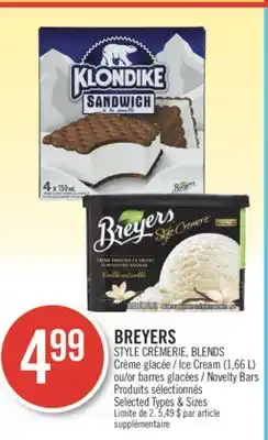 Pharmaprix BREYERS STYLE CREMERIE, BLENDS Ice Cream (1.66l) or Novelty Bars offer
