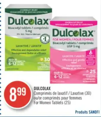 Pharmaprix DULCOLAX Laxative (30) or Comprimés poue FEMMES FOR WOMEN TABLETS (25) offer