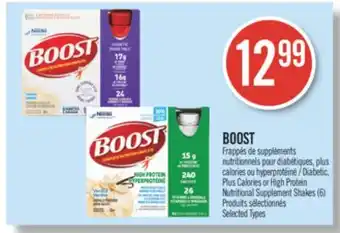 Pharmaprix BOOST Diabetic, Plus Calories or High Protein Nutritional Supplement Shakes offer