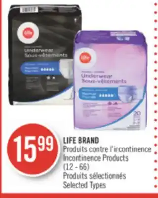 Pharmaprix LIFE BRAND Incontinence Products offer