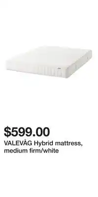 IKEA VALEVÅG Hybrid mattress, medium firm/white offer