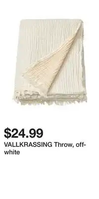 IKEA VALLKRASSING Throw, off-white offer