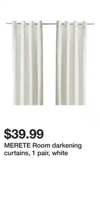 IKEA MERETE Room darkening curtains, 1 pair, white offer