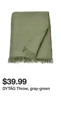 IKEA DYTÅG Throw, gray-green offer