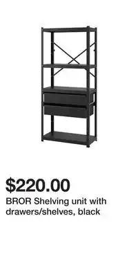 IKEA BROR Shelving unit with drawers/shelves, black offer