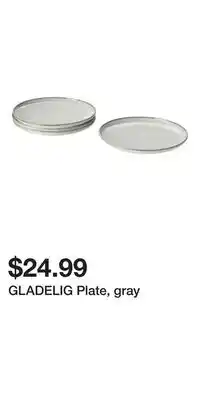IKEA GLADELIG Plate, gray offer