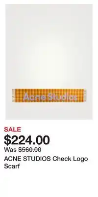 Holt Renfrew ACNE STUDIOS Check Logo Scarf offer
