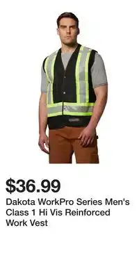 Mark's Dakota WorkPro Series Men's Class 1 Hi Vis Reinforced Work Vest offer