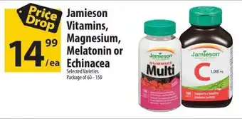 Co-op Jamieson Vitamins, Magnesium, Melatonin or Echinacea Selected Varieties Package of 60-150 offer