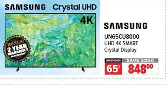 2001 Audio Video Samsung 65 UHD 4K SMART Crystal Display offer