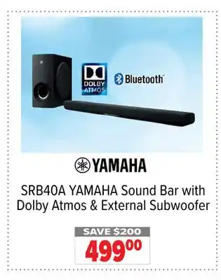 2001 Audio Video Yamaha Sound Bar with Dolby Atmos & External Subwoofer offer