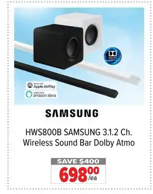2001 Audio Video SAMSUNG 3.1.2 Ch. Wireless Sound Bar Dolby Atmo offer
