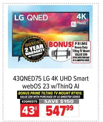 2001 Audio Video LG 43 4K UHD Smart webOS 23 w/ThinQ AI offer