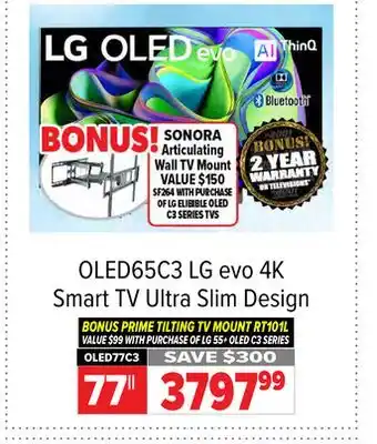2001 Audio Video LG evo 4K Smart TV Ultra Slim Design 77 offer
