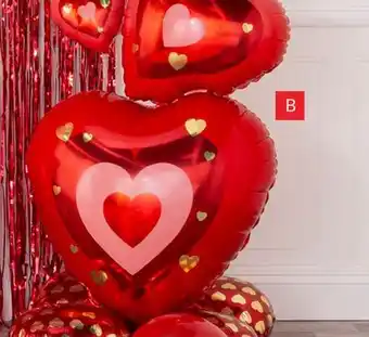 Party City Airloonz Stacked Hearts Balloon Display Set, Red offer