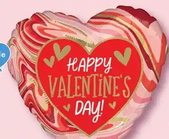 Party City Happy Valentine's Day Heart Satin Foil Balloon, Pink/Red, Marble, 18-in, Helium Inflation & Ribbon Included for Valentine's D offer