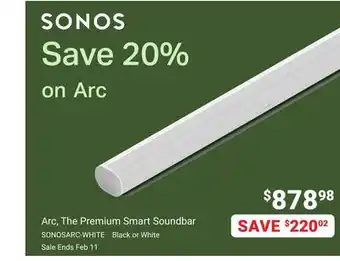 Visions Electronics Sonos Arc, The Premium Smart Soundbar offer