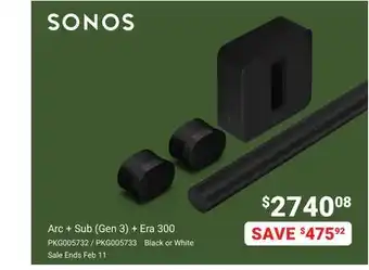 Visions Electronics Sonos Arc + Sub (Gen 3) + Era 300 offer