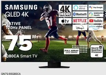 Visions Electronics Samsung NATIVE 120Hz PANEL Q80CA Smart TV 75 offer