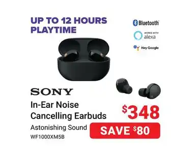 Visions Electronics Sony In-Ear Noise Cancelling Earbuds offer