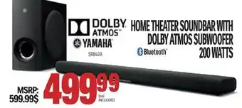 Centre Hi-Fi YAMAHA HOME THEATER SOUNDBAR WITH DOLBY ATMOS SUBWOOFER 200 WATTS offer