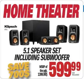 Centre Hi-Fi Klipsch 5.1 SPEAKER SET INCLUDING SUBWOOFER offer