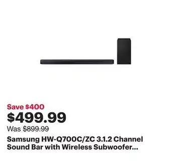 Best Buy Samsung HW-Q700C/ZC 3.1.2 Channel Sound Bar with Wireless Subwoofer - Only at Best Buy offer
