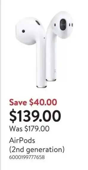 Walmart AirPods (2nd generation) offer