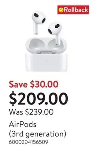 Walmart AirPods (3rd generation) offer
