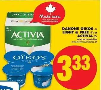 No Frills Danone Oikos or Light & Free offer