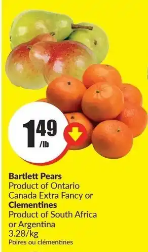 FreshCo Bartlett Pears Clementines offer