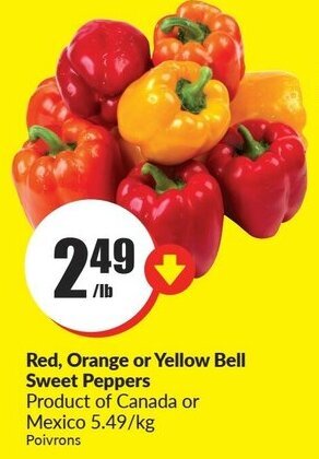 FreshCo Red, Orange or Yellow Bell Sweet Peppers offer