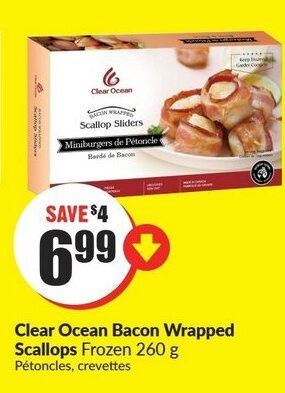 FreshCo Clear ocean bacon wrapped scallops offer