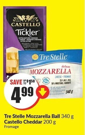 Tre stelle mozzarella ball castello cheddar