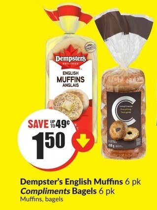 FreshCo Dempster's english muffins compliments bagels offer