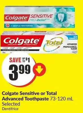 FreshCo Colgate sensitive or total advanced toothpaste offer