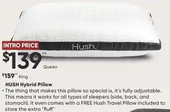 Sleep Country HUSH Hybrid Pillow offer
