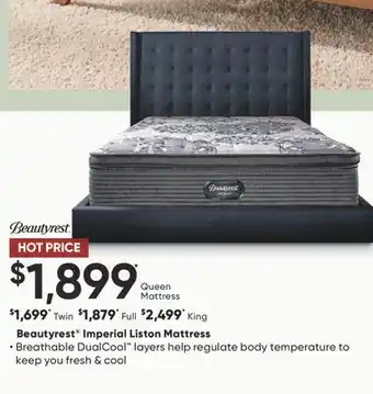 Sleep Country Beautyrest Imperial Liston Mattress offer