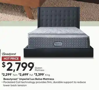 Sleep Country Beautyrest Imperial Lux Balsa Mattress offer