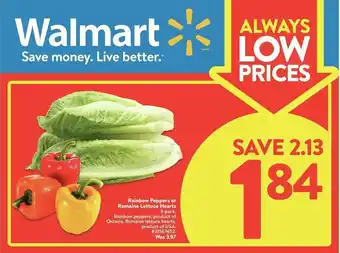 Walmart Rainbow Peppers or Romaine Lettuce Hearts offer