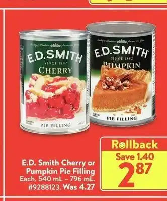 Walmart E.d. Smith Cherry or Pumkin Pie Filling offer
