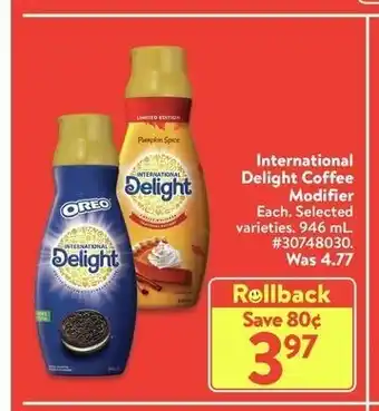 Walmart International Delight Coffee Modifier offer