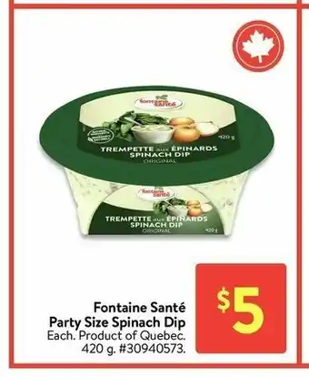 Walmart Fontaine Santé Party Size Spinach Dip offer