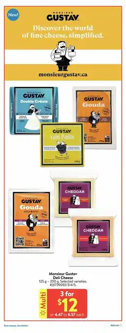 Walmart Monsieur Gustav Deli Cheese offer