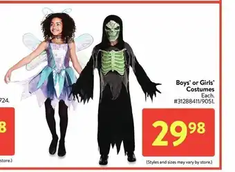 Walmart Boy's or Girl's Costumes offer