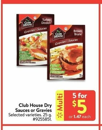 Walmart Club House Dry Sauces or Gravies offer