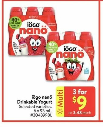 Walmart Iogo Nano Drinkable Yogurt offer